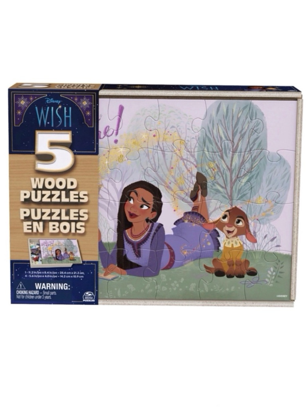 Disney “Wish” 5 Wood Jigsaw Puzzles with Storage Box (NWT)